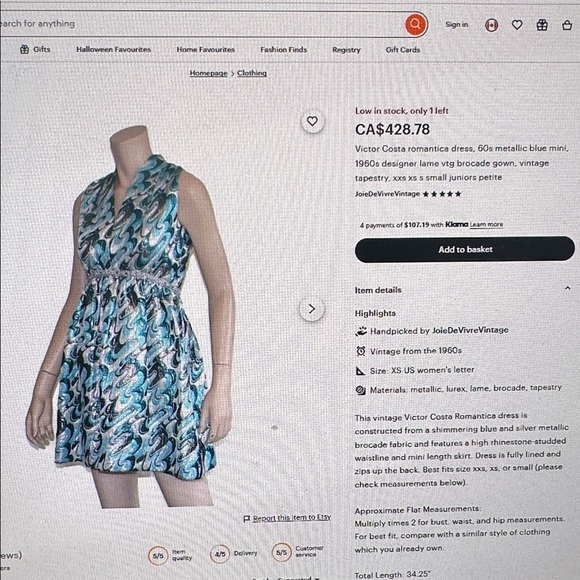 RARE Vintage 1960’s Mod Size 4 Dress & Jacket Silver Blue Lame Brocade - Picture 15 of 15